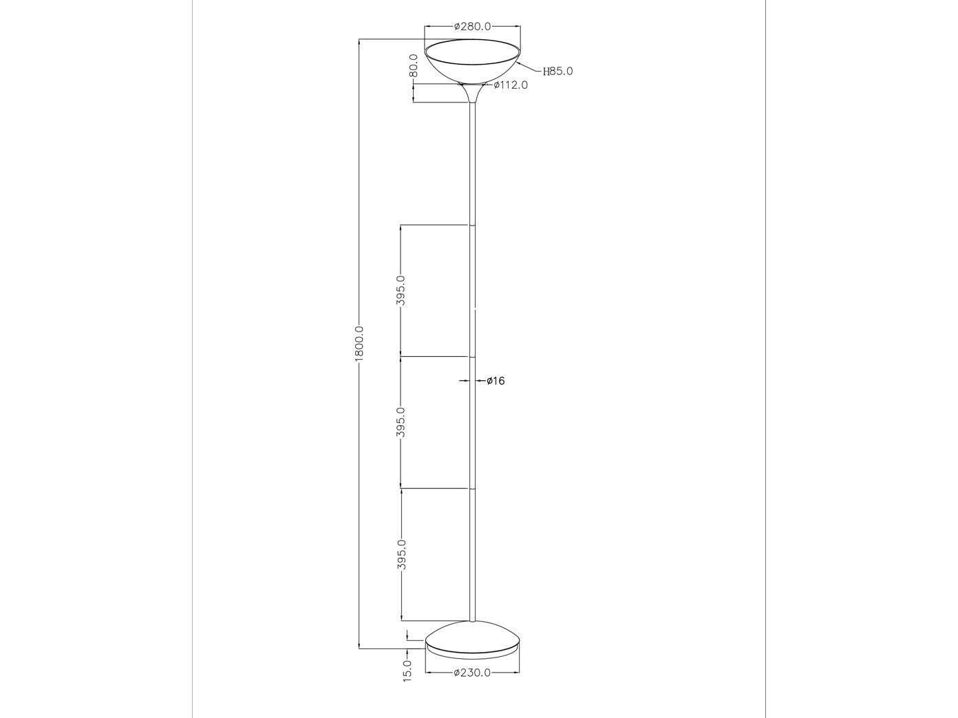 Reality Leuchten LED Deckenfluter aus Metall in Silber, Höhe 180cm, LED wechselbar, Warmweiß, Stehlampe Designklassiker Wohnzimmer-lampe stehend, inkl. E27 LED – Bild 4 von 4