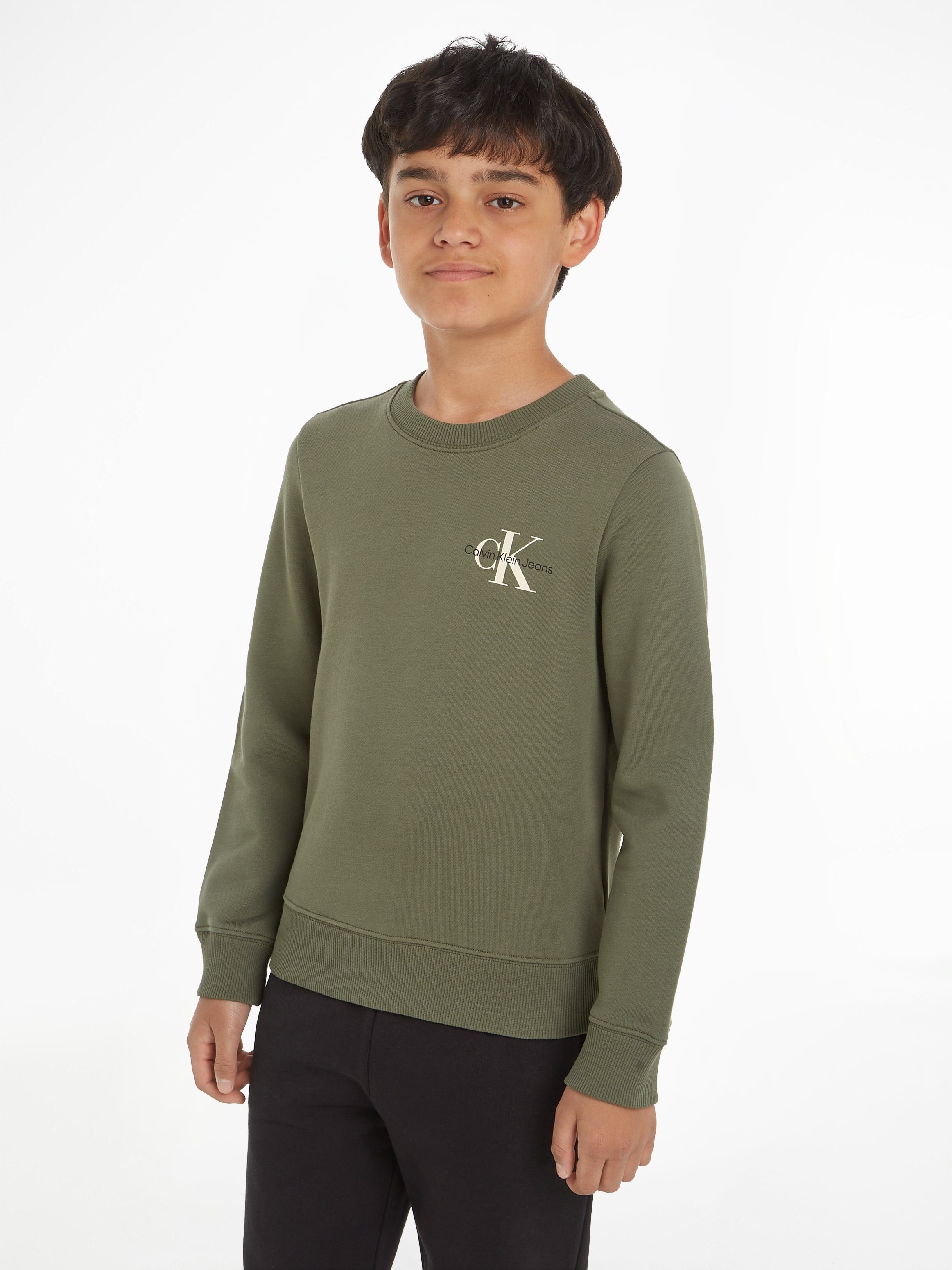 Calvin Klein Jeans Sweatshirt MONOGRAM CN SWEATSHIRT mit Logodruck Dusty Olive