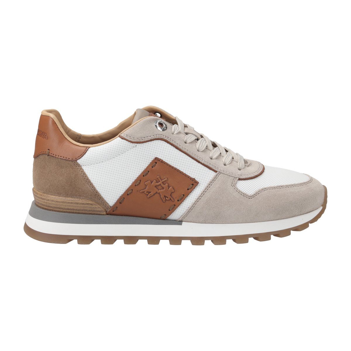 La Martina Herren Sneaker LFM222/001 - Modische Ledersneaker Mit 3cm Gummisohle