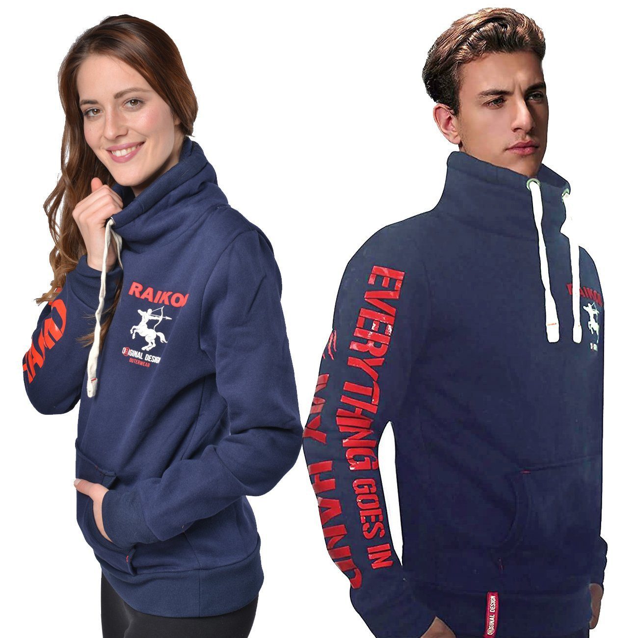 M-Diamant Hoodie Unisex Sweatjacke mit hohem Schalkragen und großem Rückenprint Großer Rückenprint mit Schriftzug auf dem Ärmel