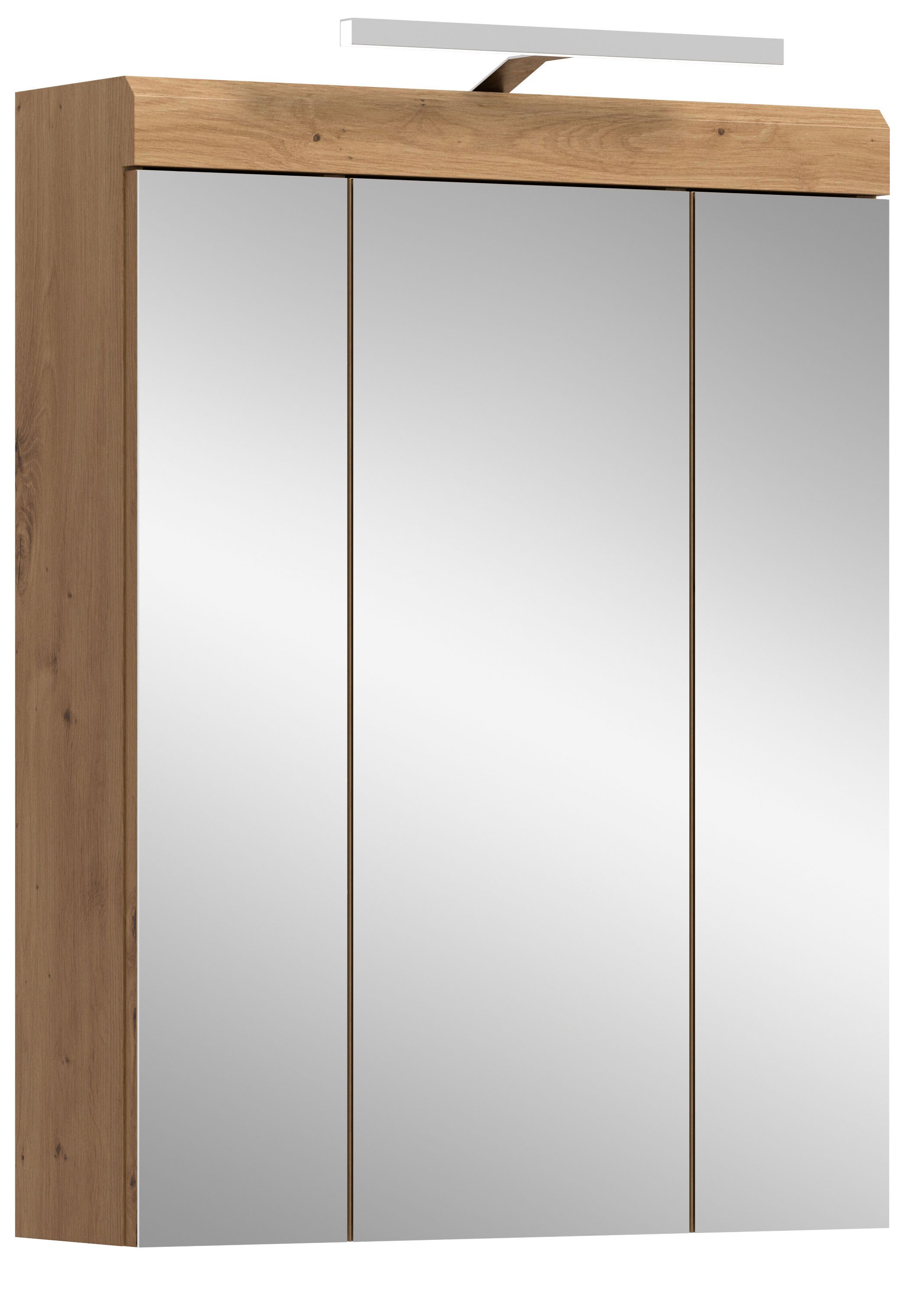 welltime Badezimmerspiegelschrank SIENA, Breite 60cm, inkl. Beleuchtung, 3 Spiegeltüren, 9 Fächer (Set, TOPSELLER) in verschiedenen Farben erhältlich, Badmöbel, Badschrank, Schrank, Bad