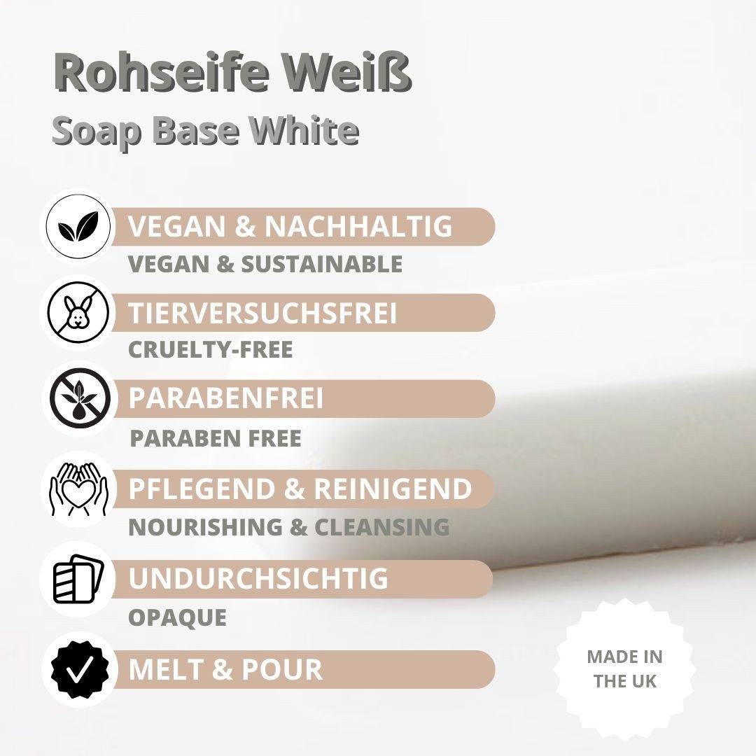 DistrEbution Rohseife Seifenbasis Weiß für Seifenherstellung. Schmelzen und Gießen, DIY Glycerinseife