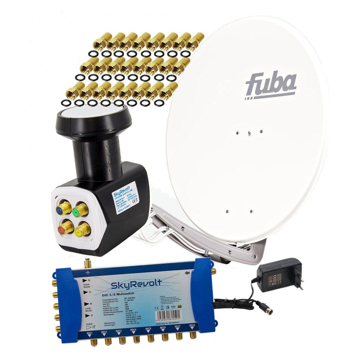 fuba Fuba DAA 850 SAT Anlage ALU Weiß 5/8 Multischalter Quattro LNB SAT-Antenne