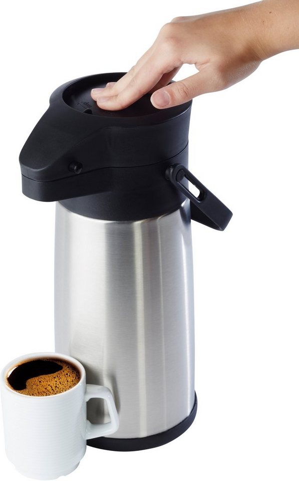APS Pump-Isolierkanne Budget, 2,2 l, Dreh-Pumpknopf, für bis zu 17 Tassen  Kaffee, doppelwandige Isolierung