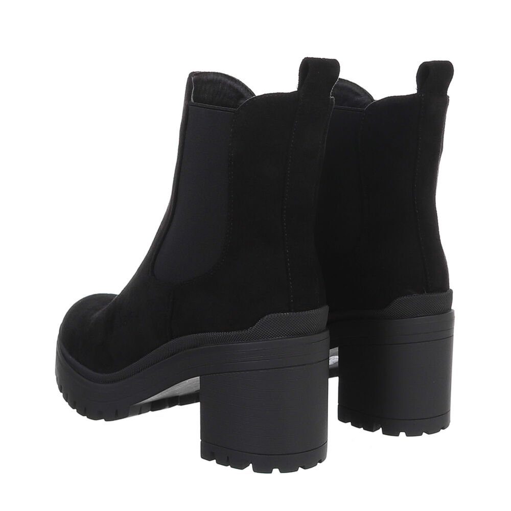 Ital-Design Damen Chelsea Freizeit Plateaustiefelette (84338059) Blockabsatz Chelsea Boots in Schwarz