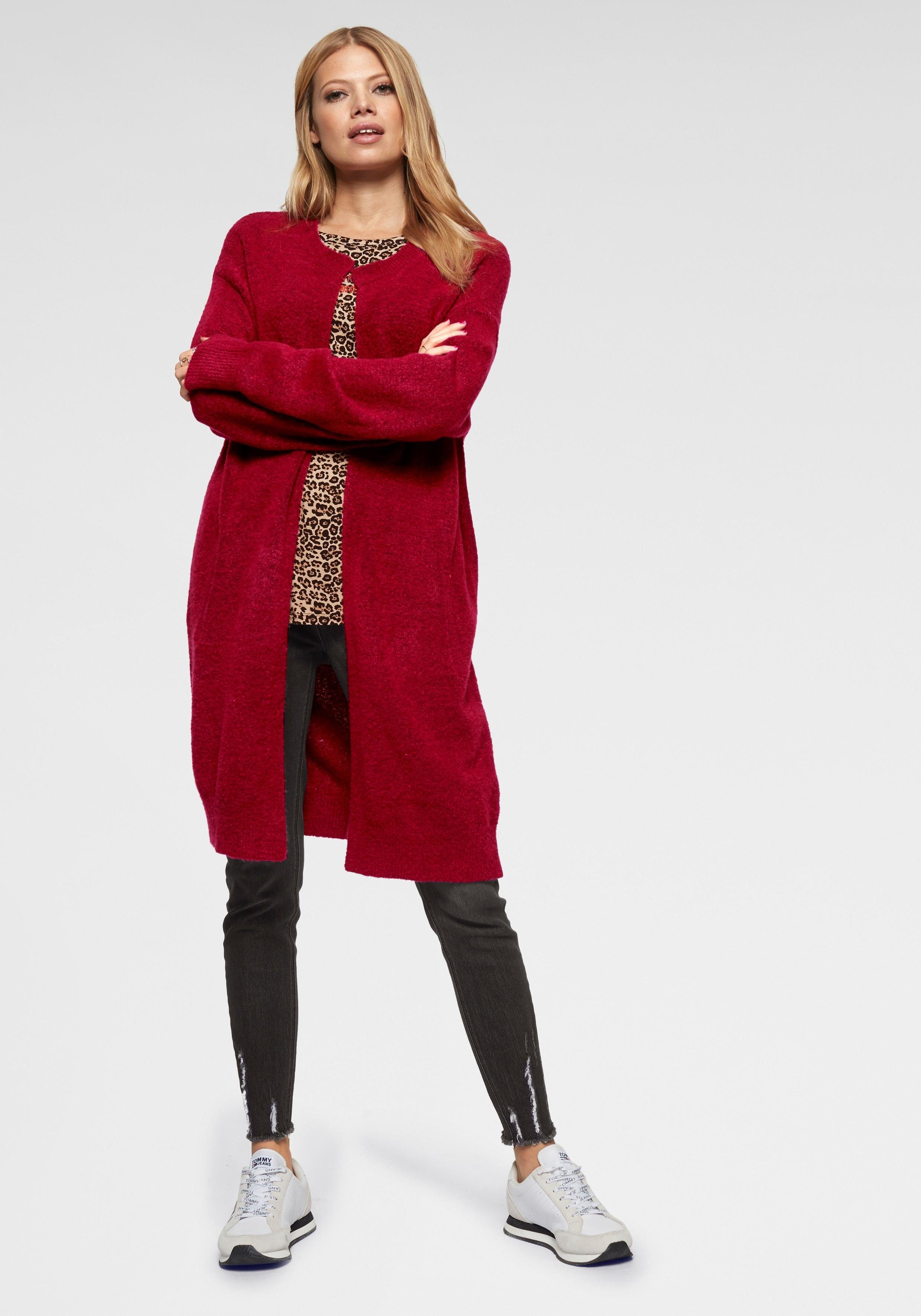 Oversize Strickjacke Look rot-meliert Aniston CASUAL im