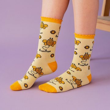 MILK&MOO Socken Milk&Moo Buzzy Bee and Chancin 4 Paar Socken für Mutter (1-Paar)
