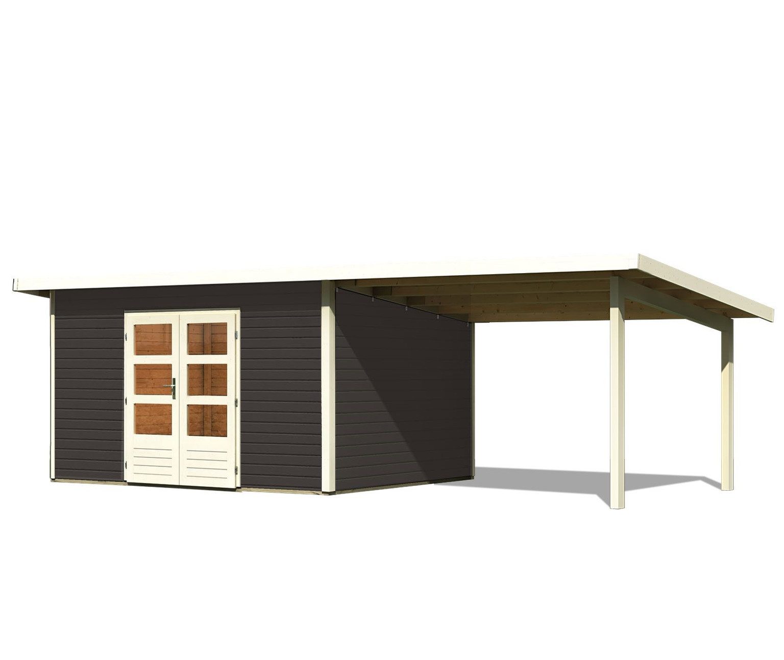 Karibu Gartenhaus Karibu Gartenhaus Northeim, 38 mm, 724 x 332 cm, Typ 4, terragrau, inkl. 3,3 m Anbaudach