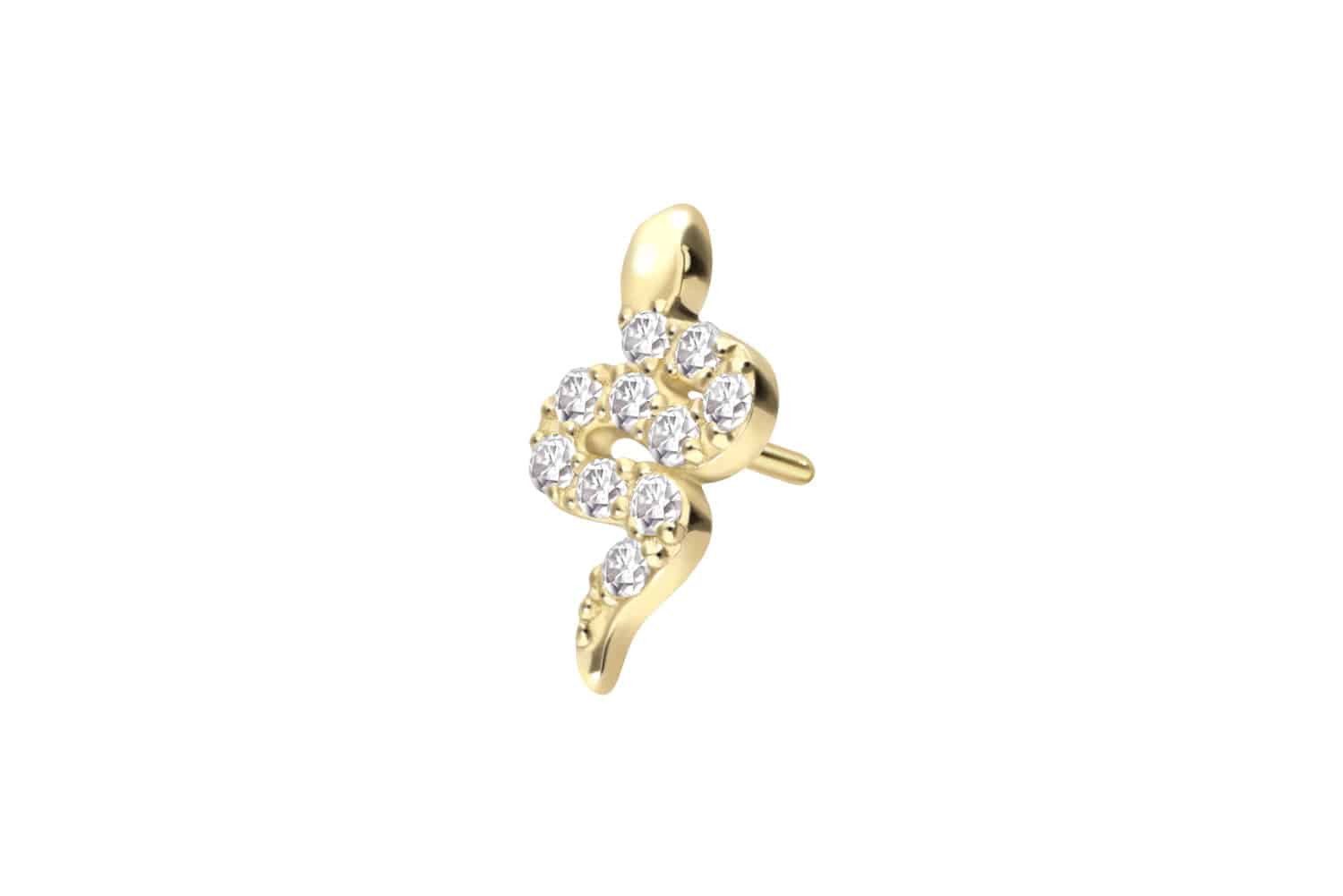 PIERCINGLINE Piercing-Set 14 Karat Gold Schraubaufsatz mit Außengewinde MOISSANIT-SCHLANGE (Schraub-Aufsätze, 1-tlg)