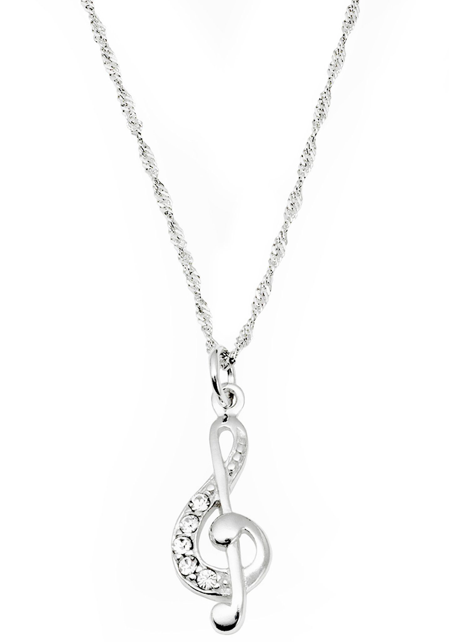 Amor Kette mit Anhänger Notenschlüssel, mit Zirkonia (synth)