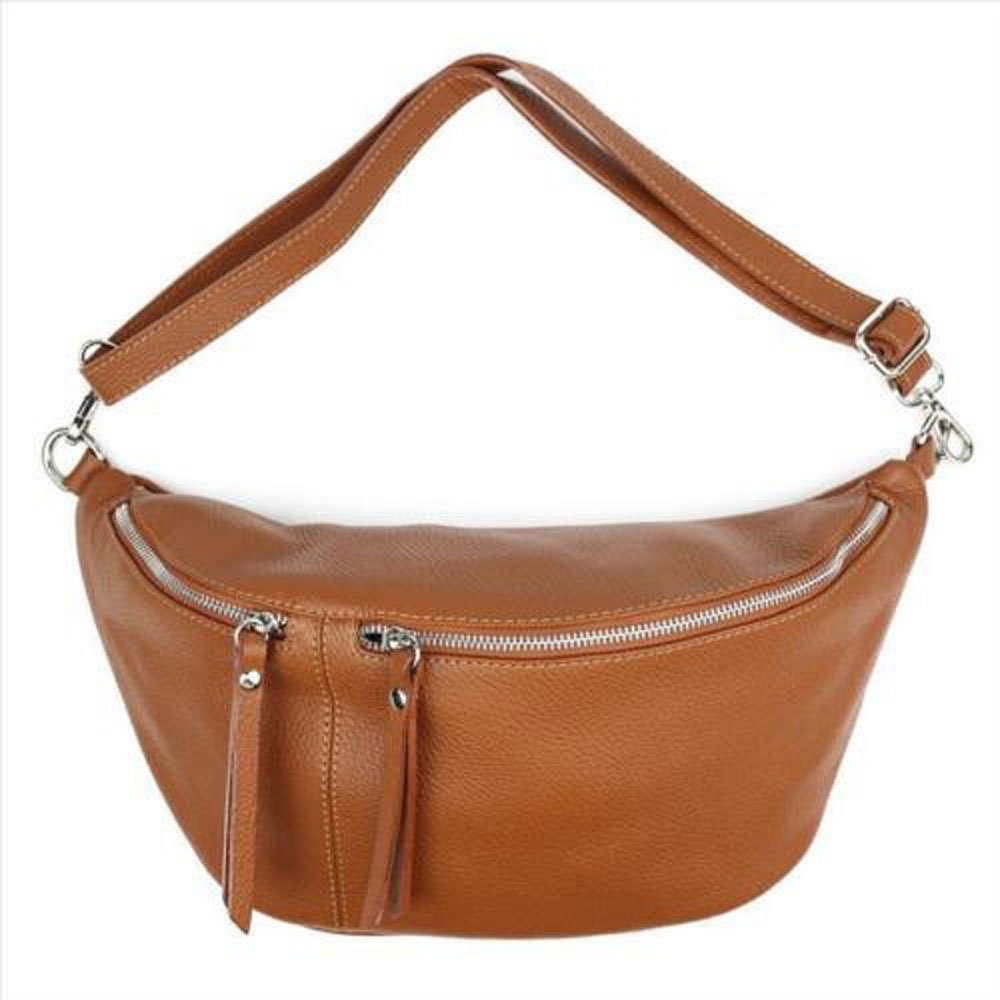 Sa-Lucca Bauchtasche XXL Bodybag Bauchtasche Crossbag echt Leder made in Italy, echt Leder, made in Italy hellbraun