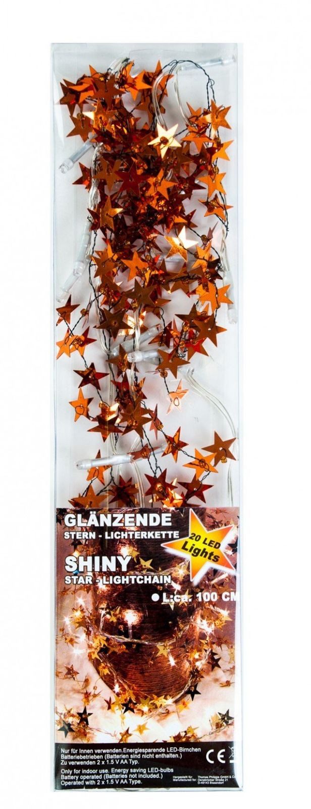 BURI Lichterkette LED Sternen Lichterkette 1m in Gold oder Kupfer