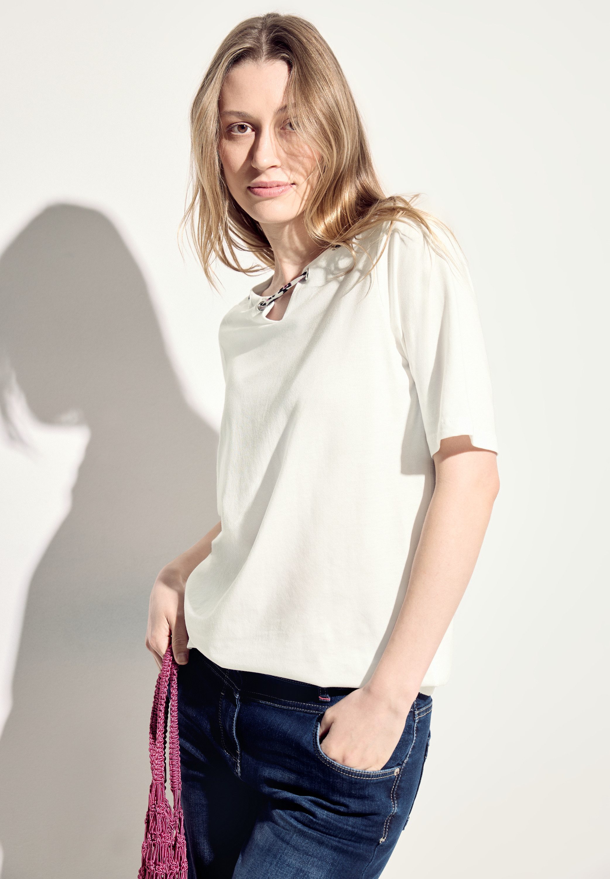 CECIL T-Shirt mit buntem Stringdetail günstig online kaufen