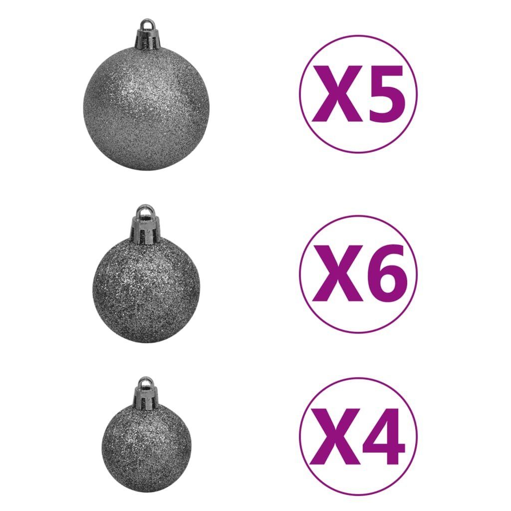 mit vidaXL Grün Weiß (1-tlg) PVC Weihnachtsgirlande & m Kugeln 5 LEDs Christbaumschmuck