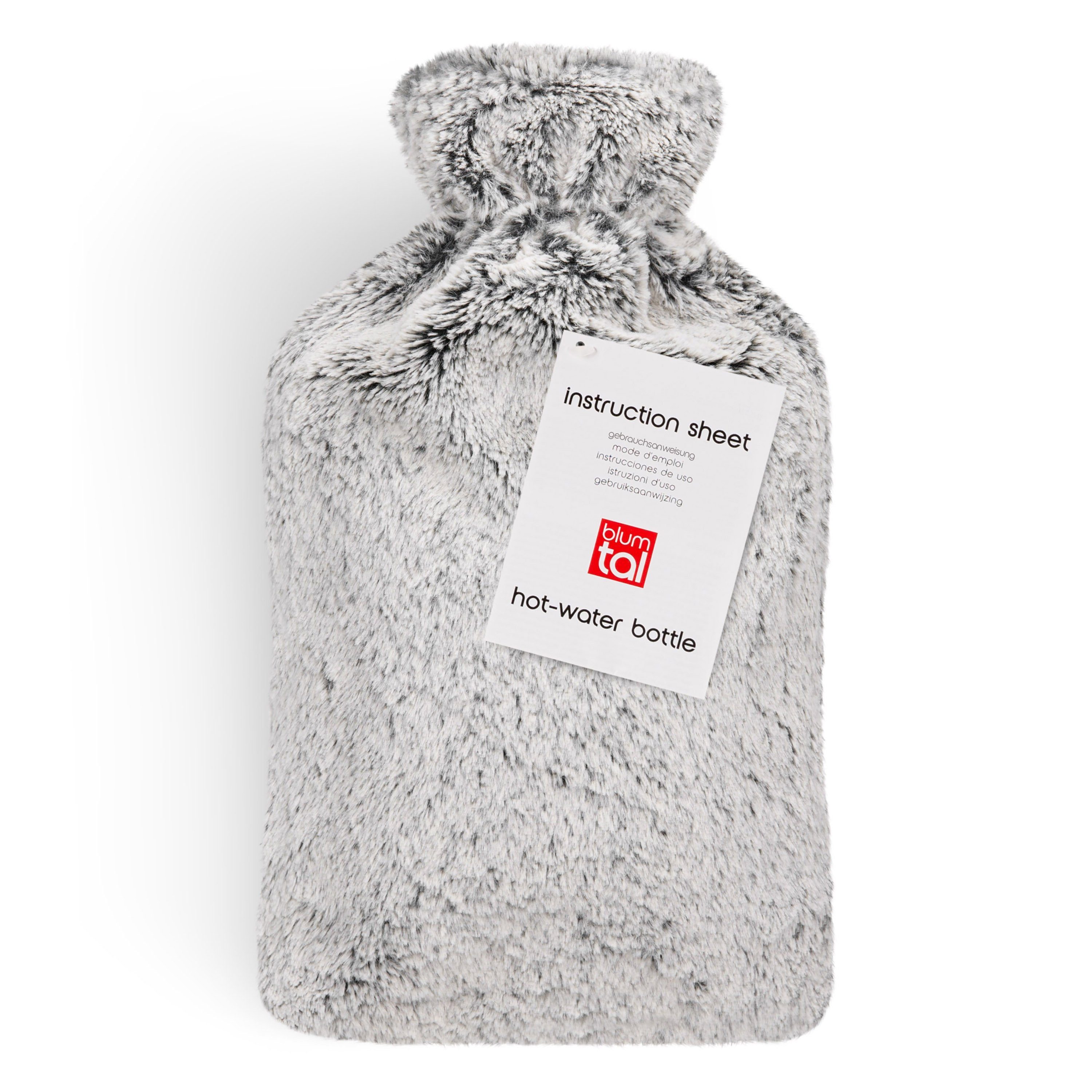 Blumtal Wärmflasche Premium Wärmflasche mit Bezug & Tasche aus weichem Kunstfell, (Auslaufsichere Flasche aus Naturkautschuk für Kinder und Erwachsene), Wärmeflasche aus Naturkautschuk und Handwärmer