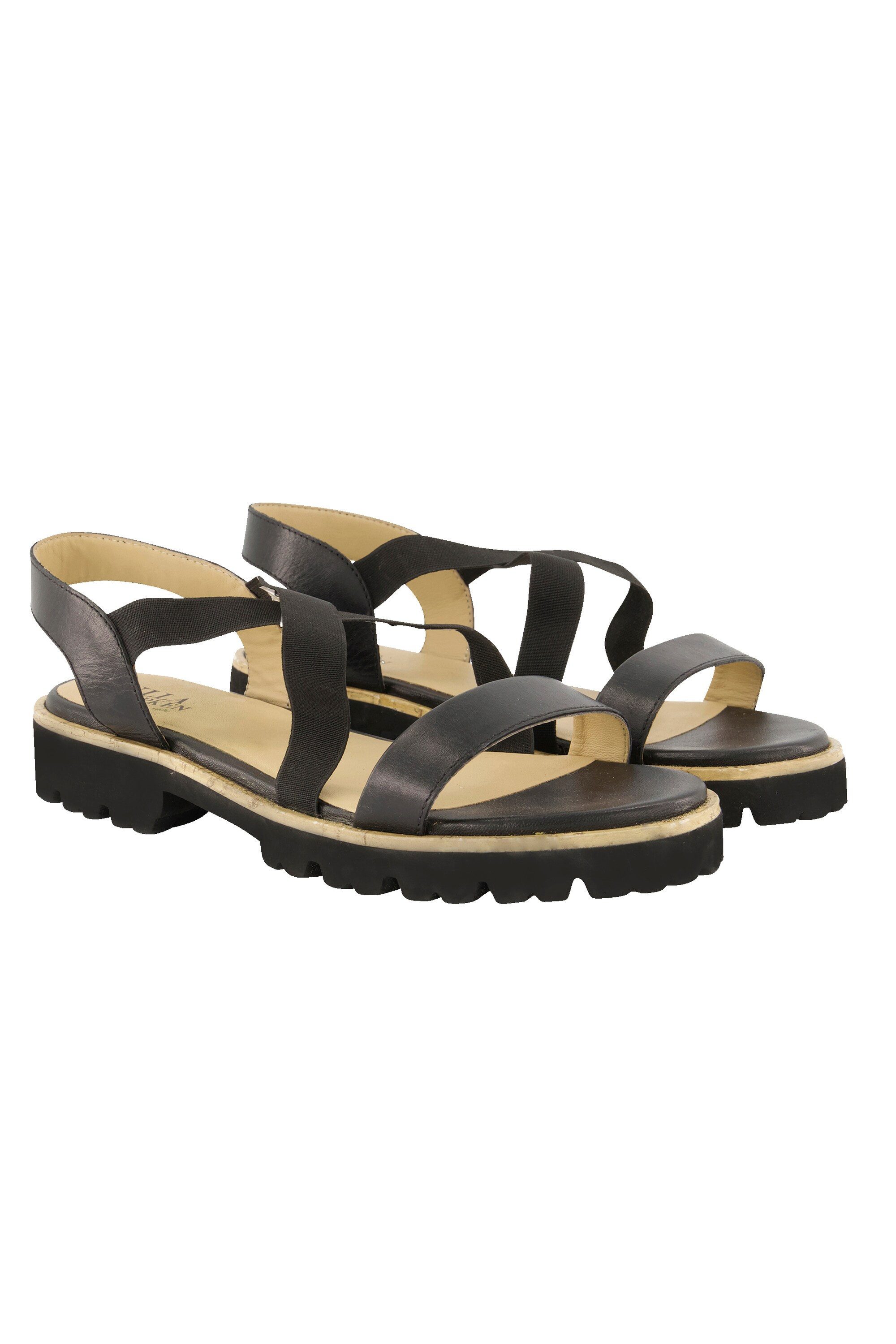 Ulla Popken Leder-Sandaletten Elastikriemen Weite H Sandalette