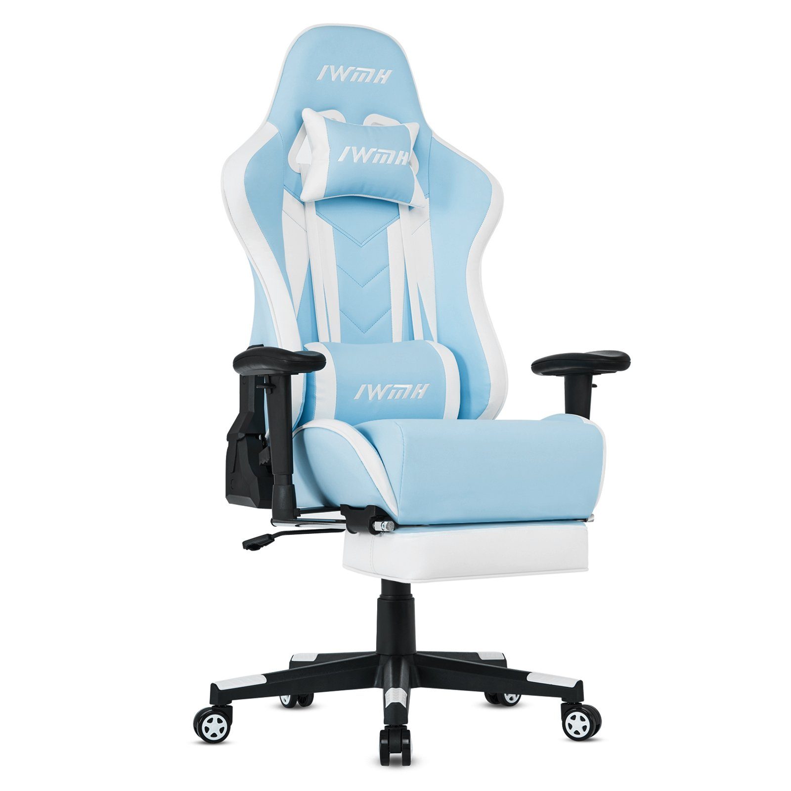 Intimate WM Heart Gaming-Stuhl Ergonomischer Bürostuhl mit Versenkbarer Fußstütze Hellblau