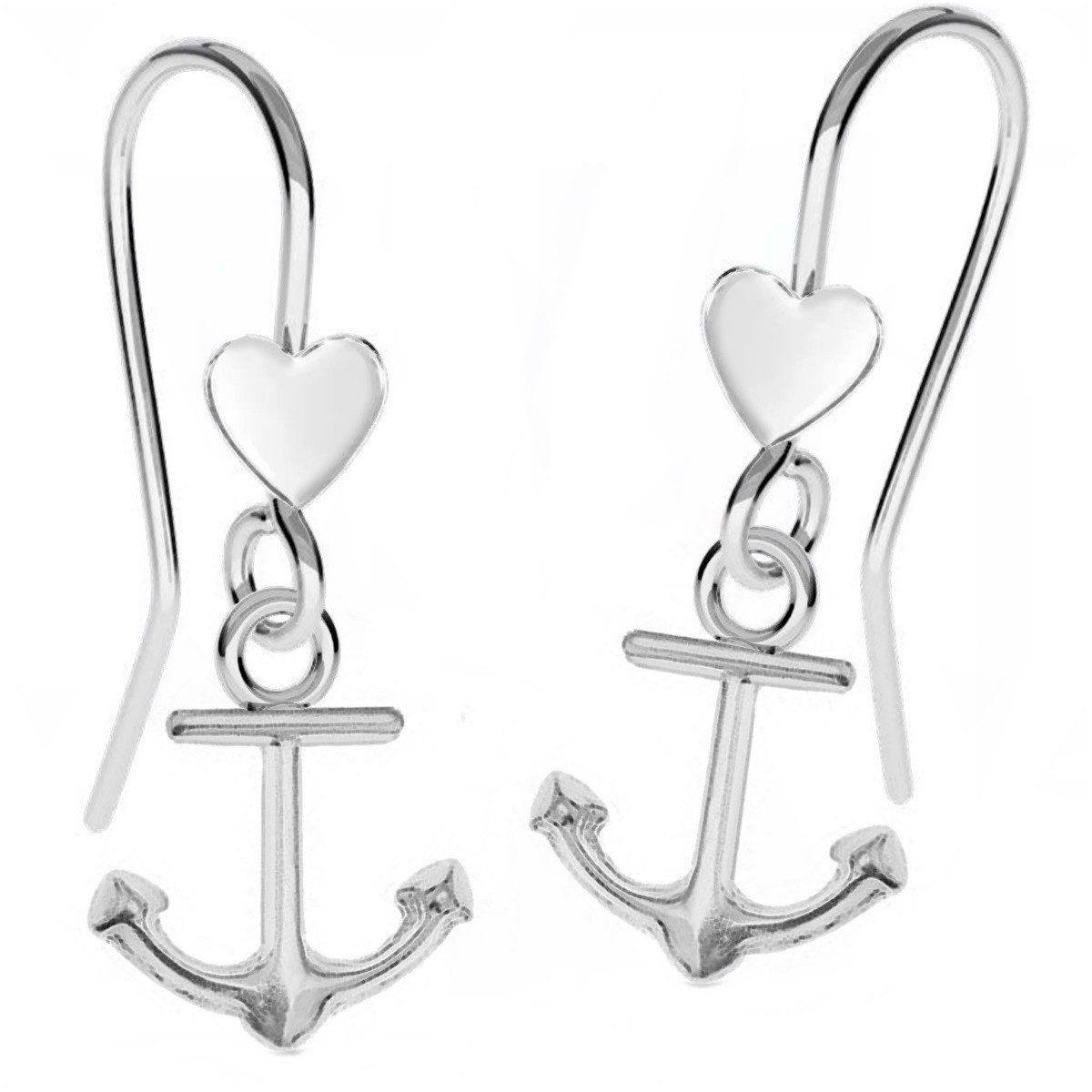 Goldene Hufeisen Paar Ohrhaken Charmante Anker Herz Ohrringe 925 Silber Ohrhänger, anlaufgeschützt
