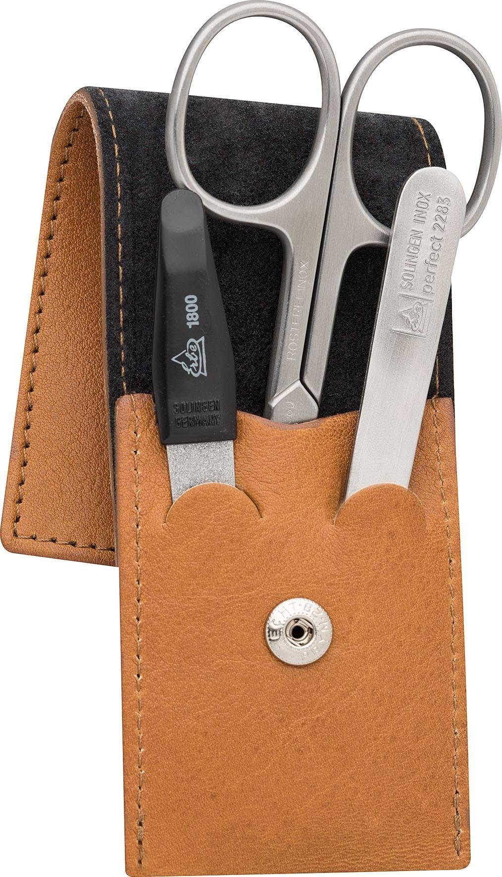 ERBE Maniküre-Etui Taschenetui aus echtem Leder, 3 tlg., bestückt mit Solinger Premium Stahlwaren