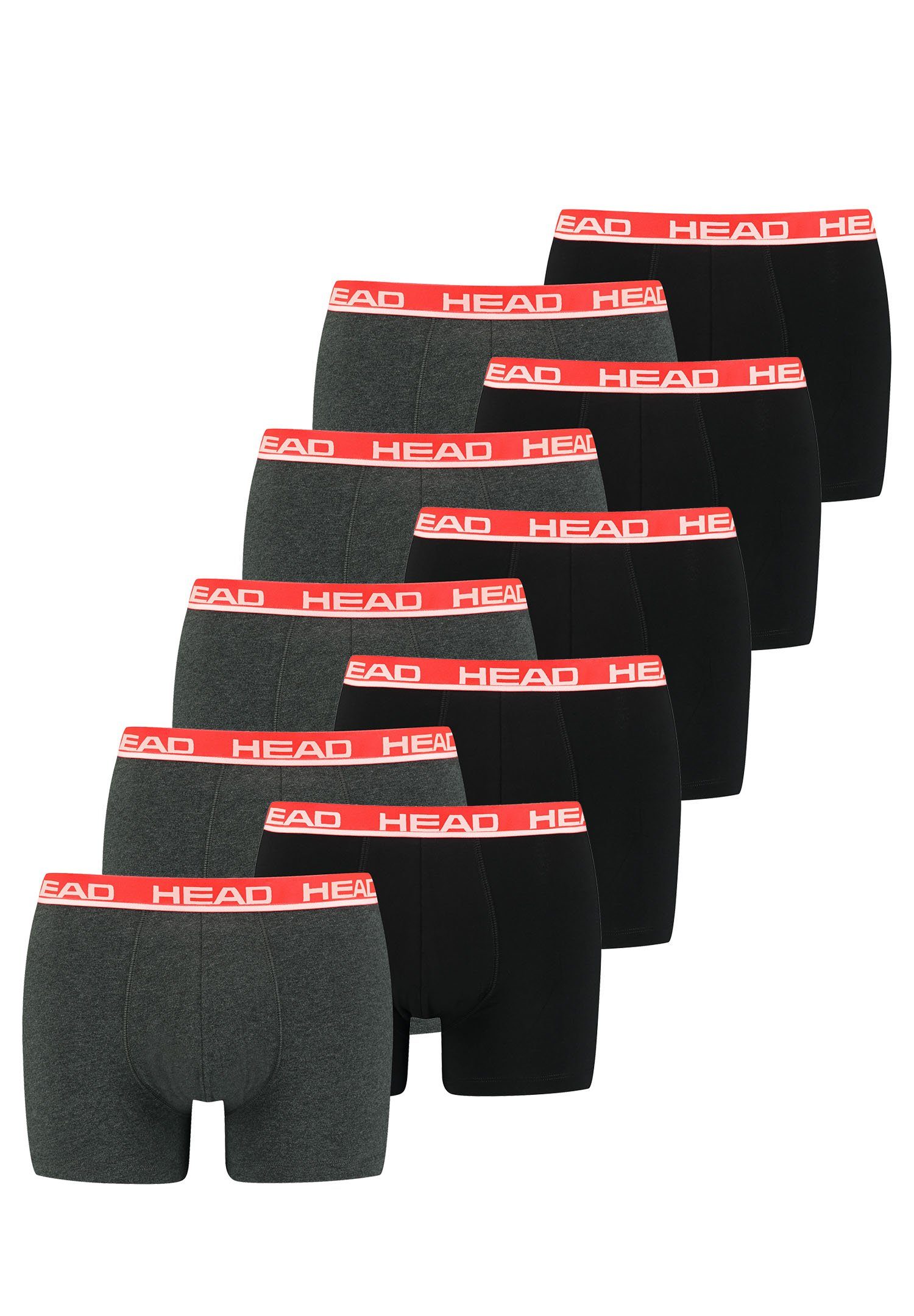 / Basic 011 Boxer Grey Red - 10P Boxershorts Head 10-St., 10er-Pack) Head (Spar-Set,