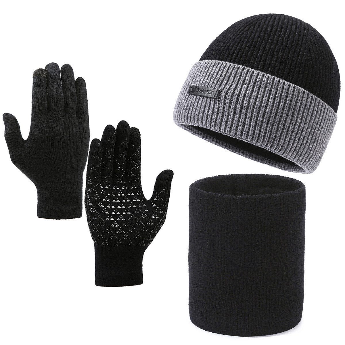 Coonoor Mütze & Schal Wintermütze-Schal Set,Schlauchschal mit Fleecefutter,Einheitsgröße