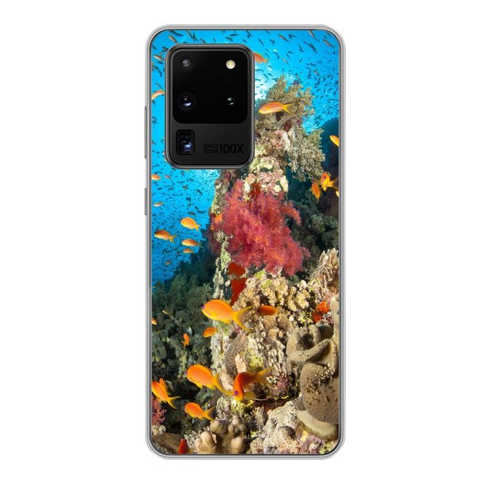 MuchoWow Handyhülle Koralle mit Fischen Phone Case Handyhülle Samsung Galaxy S20 Ultra Silikon Schutzhülle