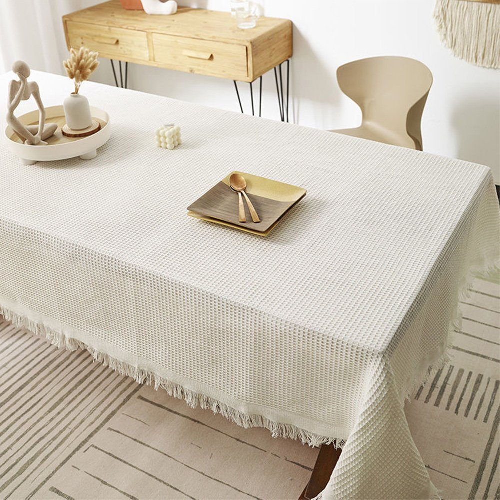FELIXLEO Tischläufer Tischdecke Plaid Dekoration Tischdecke 130*180 Küche Abdeckung Weiß cm