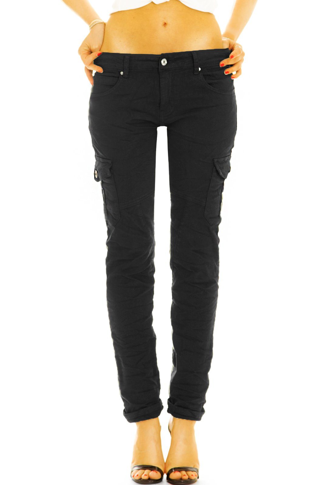 be styled Cargohose Low waist Cargohose Stoffhose bequeme Stretch Hose - Damen - j4f stretchig
