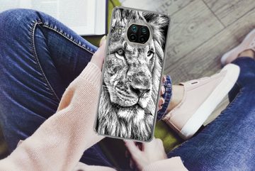 MuchoWow Handyhülle Porträt - Löwe - Schwarz und weiß, Phone Case, Handyhülle Xiaomi Mi 10T Lite, Silikon, Schutzhülle