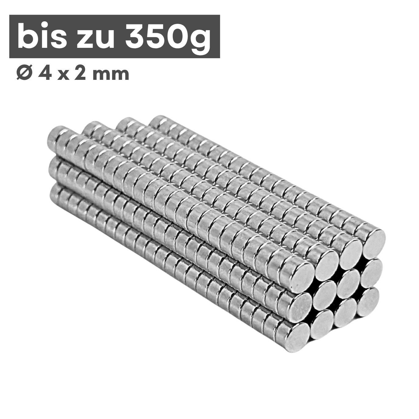MaajeeKuto Magnet Neodym Magnet 4x2 mm N42 Scheibenmagnet 350g Mini Stark (50-St)