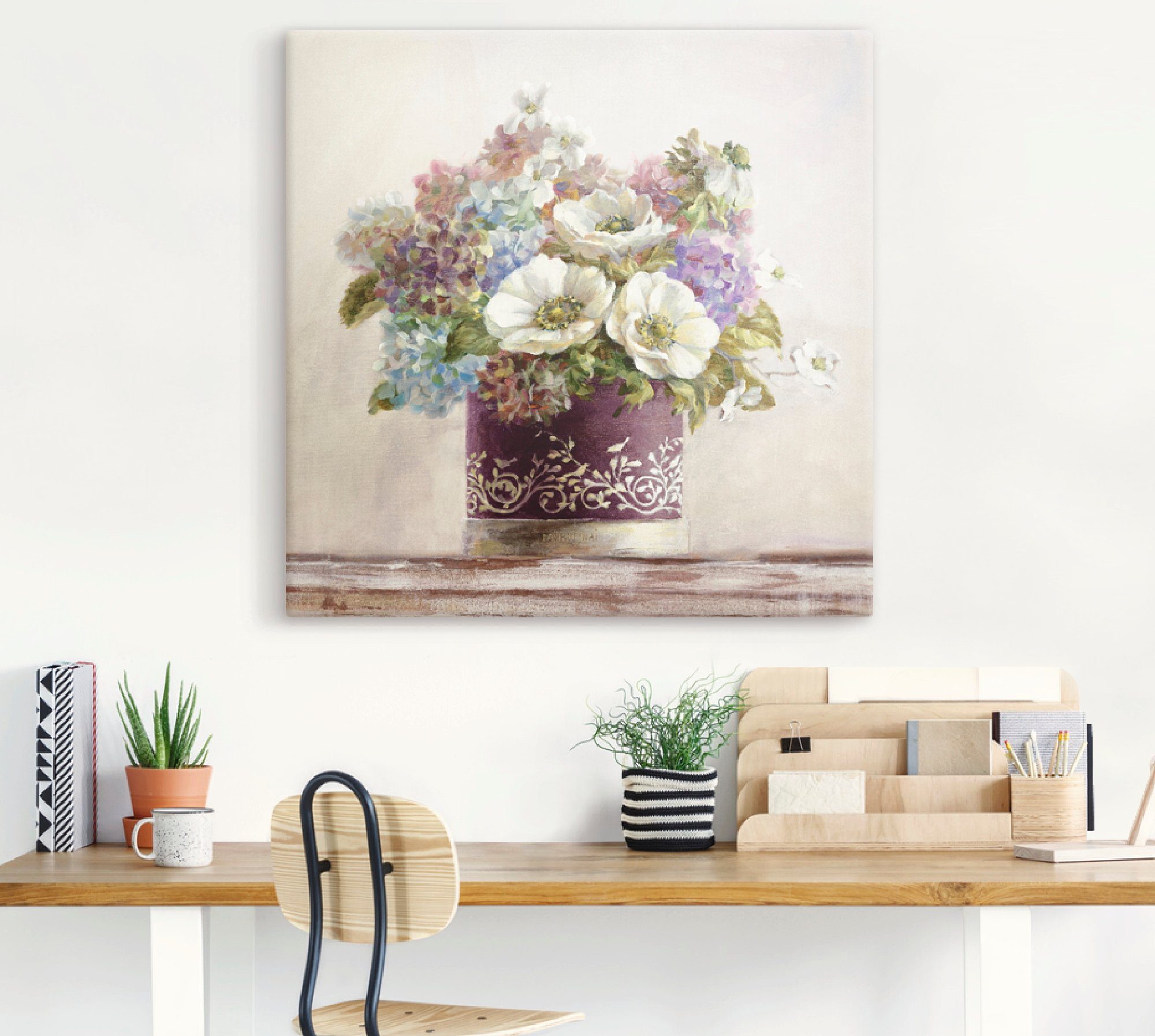 Artland Wandbild Anemonen in Auberginer Hutschachtel, günstig online kaufen