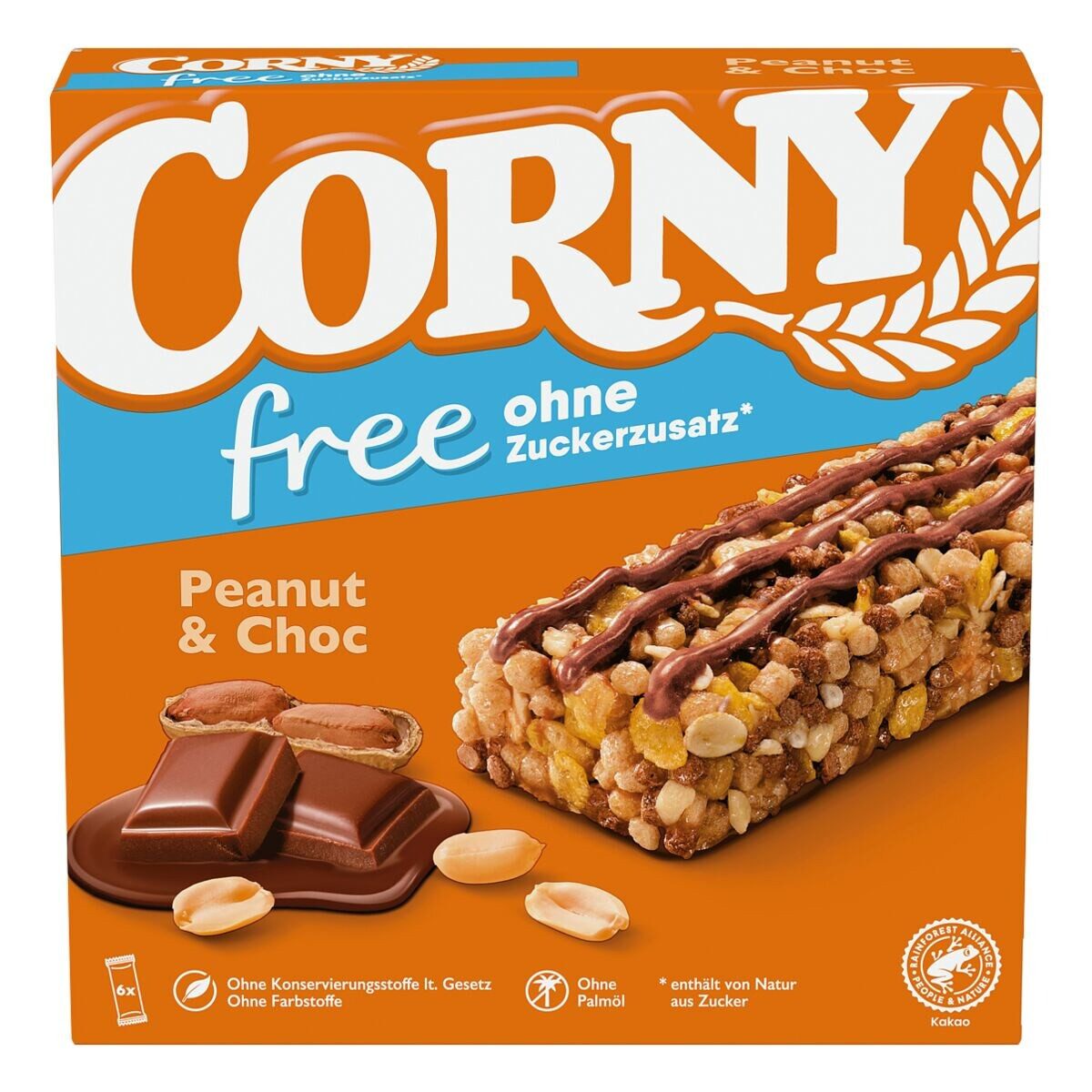 CORNY Riegel free Peanut & Choc, 6 Müsliriegel