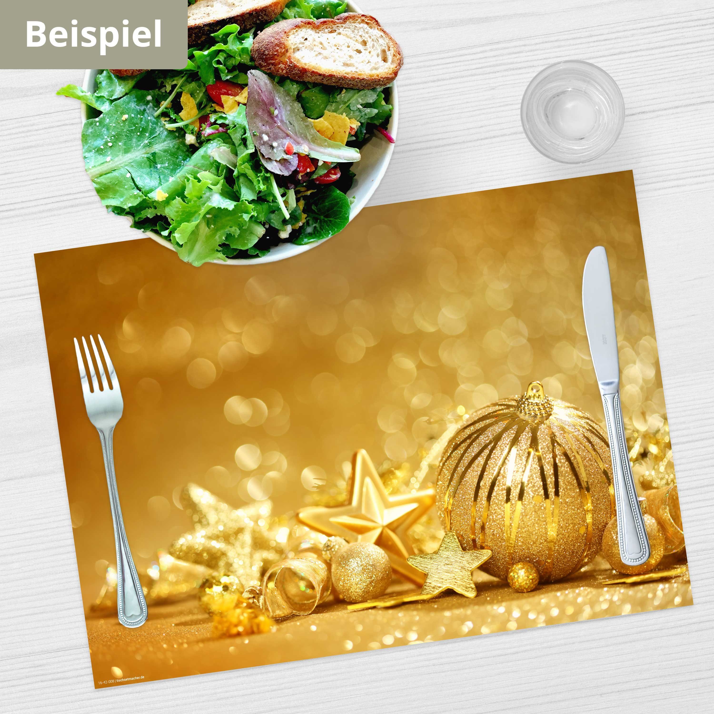 Tischsetmacher Platzset Tischsets I Platzsets - Weihnachten - Goldene Kugeln, (aus Naturpapier in Aufbewahrungsmappe, 12-St., 44 x 32 cm / gold), Made in German – Bild 4 von 5
