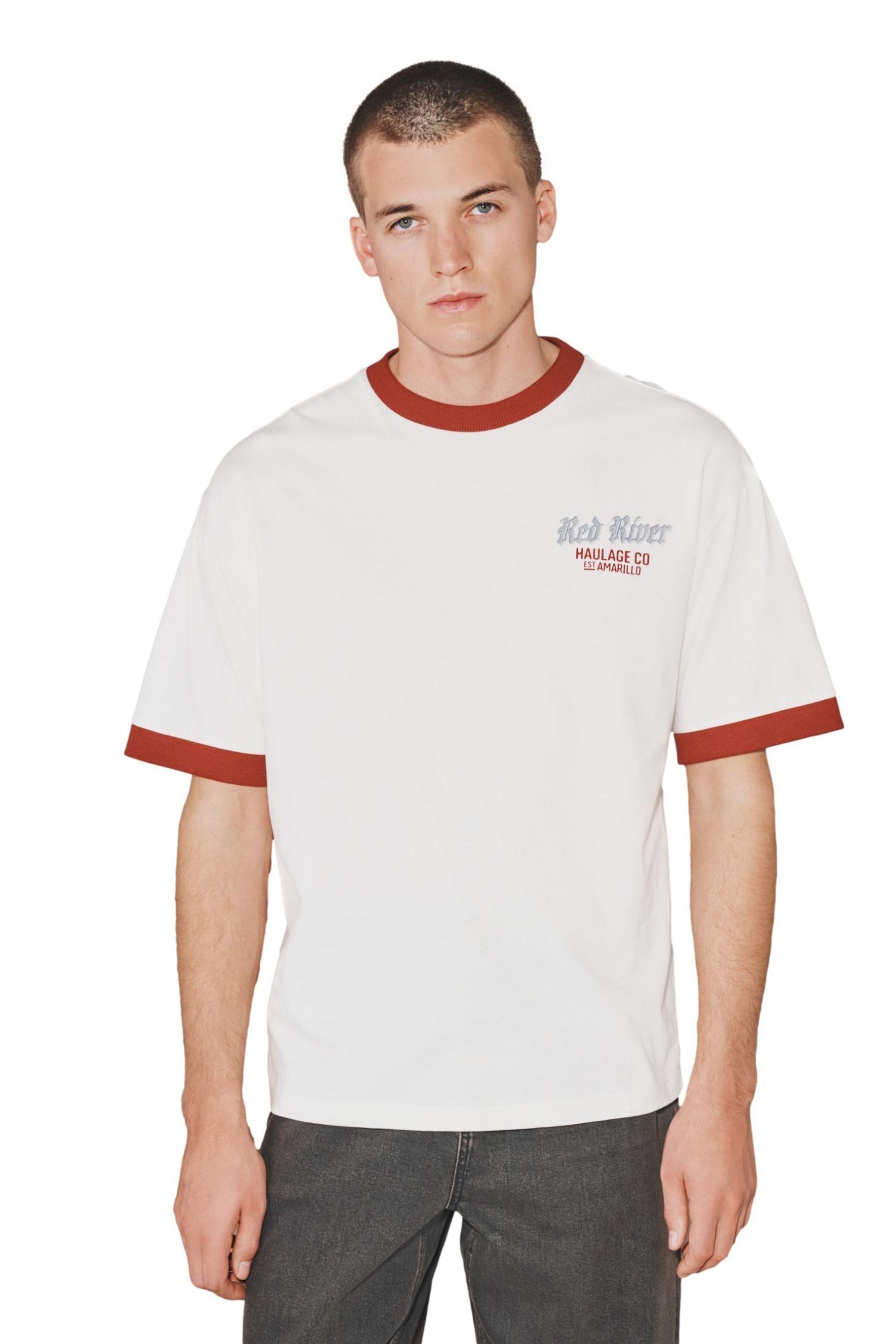 T-Shirt EDIT Ringer T-Shirt mit Print