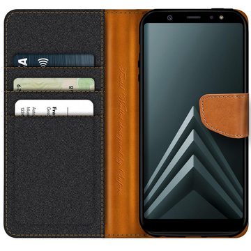 CoolGadget Handyhülle Denim Schutzhülle Flip Case für Samsung Galaxy A6 5,6 Zoll, Book Cover Handy Tasche Hülle für Samsung A6 Klapphülle