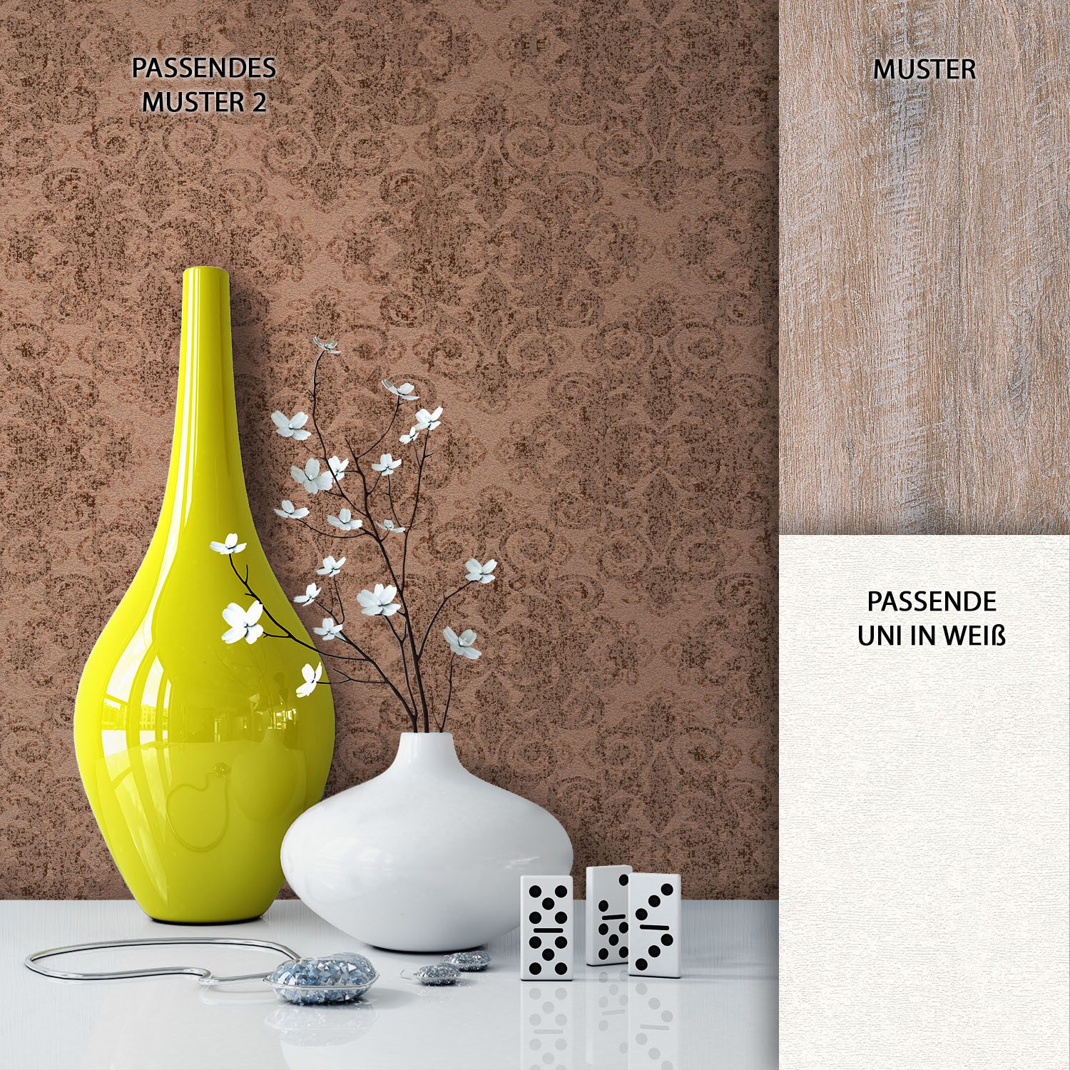 Newroom Vliestapete Muster 2 Tapete Wohnzimmer Ornament, modern