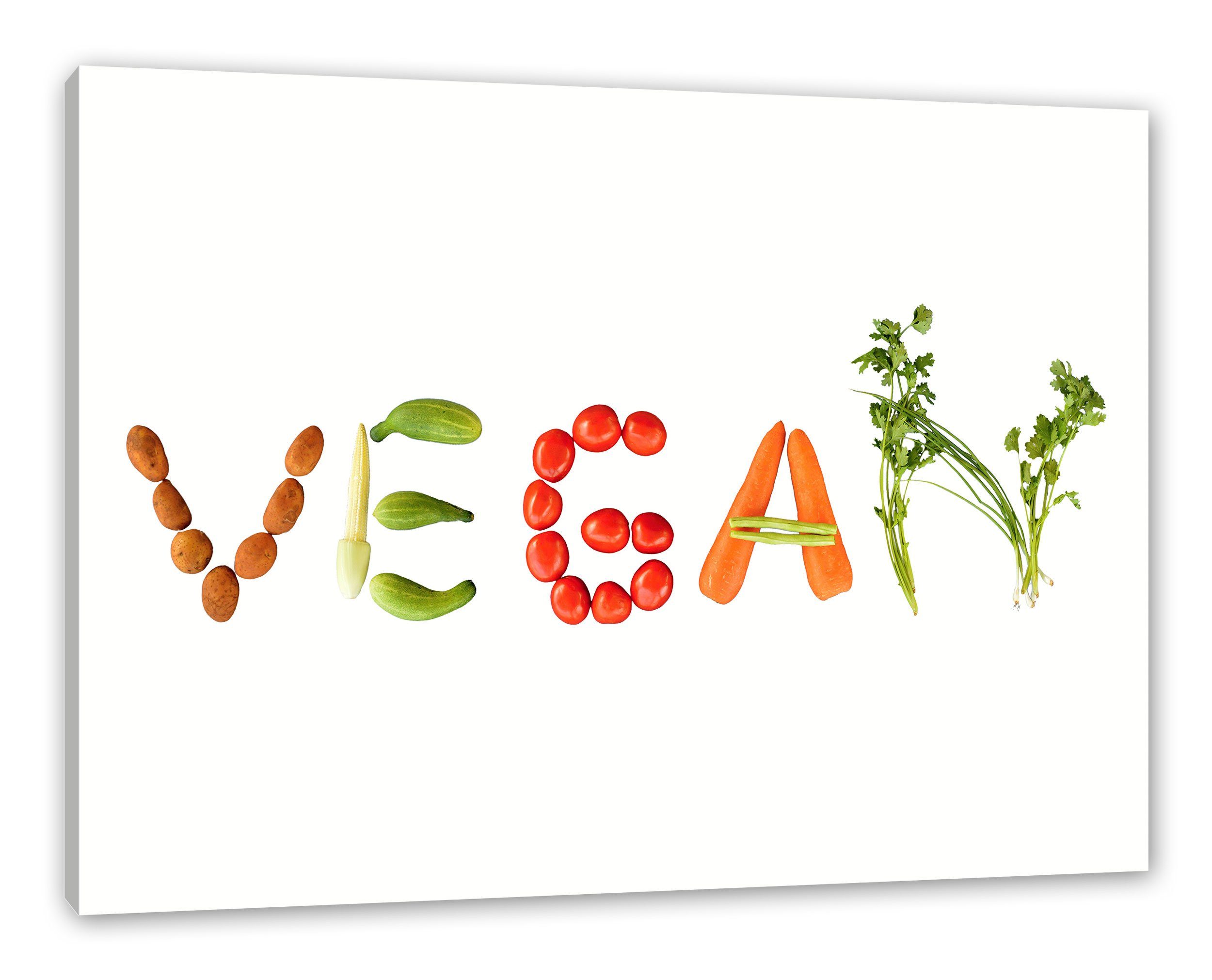 Gemüse, Zackenaufhänger (1 Vegan Leinwandbild fertig bespannt, Vegan Gemüse Pixxprint Leinwandbild inkl. St),
