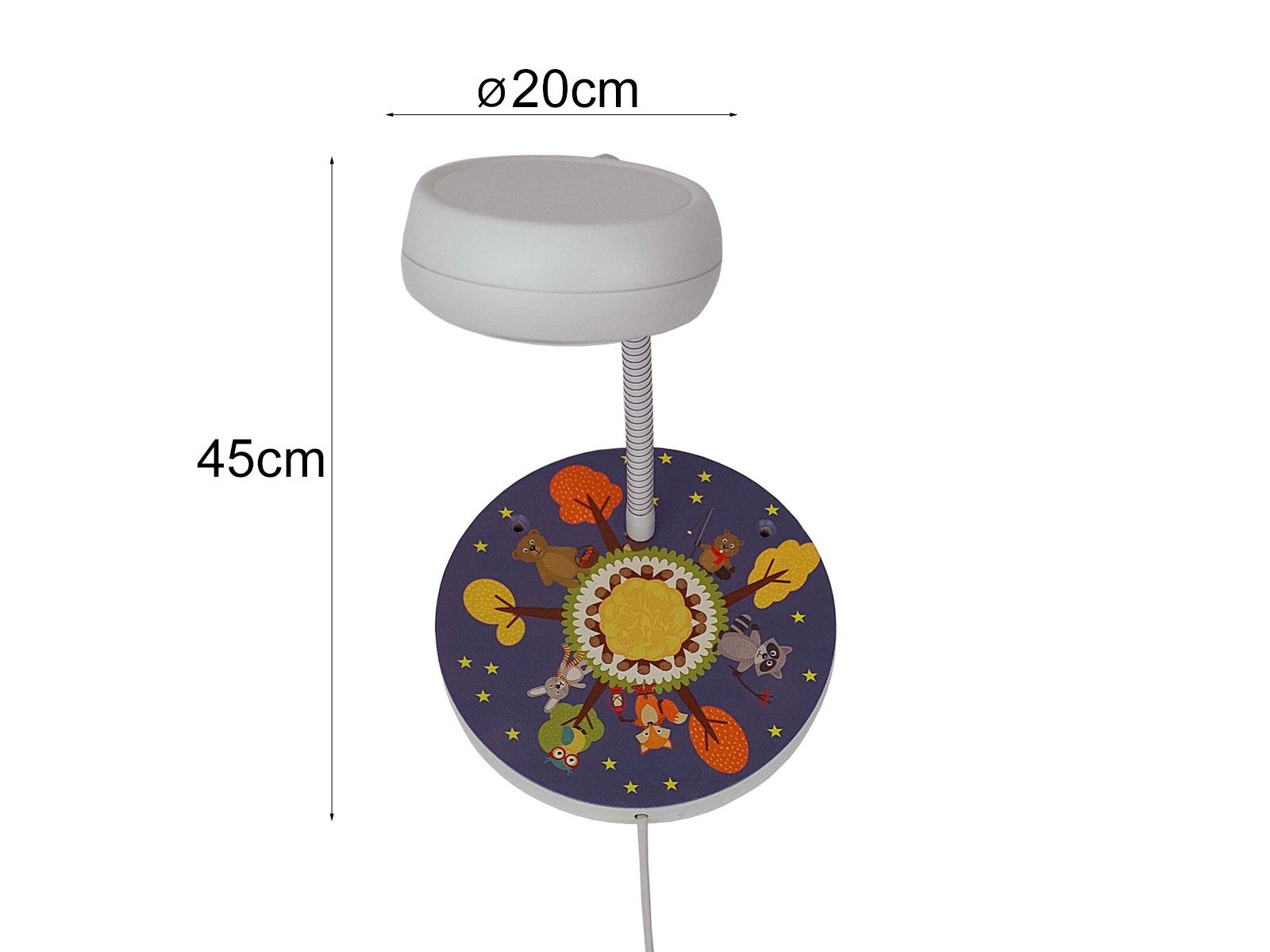 niermann LED Wandleuchte, Flexarm, LED wechselbar, Warmweiß, Leselampe Bett und Nachttisch-Lampe, Waldtiere, klein, 20cm