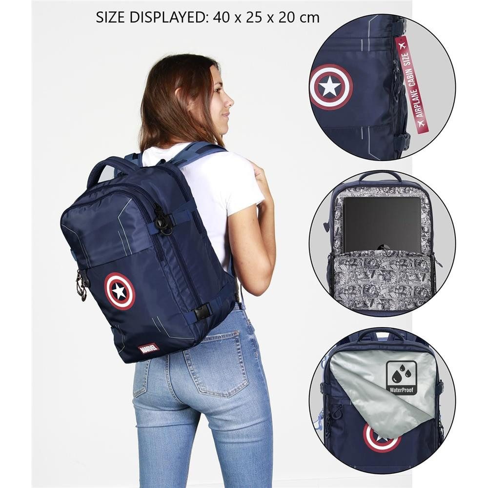 Karactermania Reiserucksack Marvel Captain America Handgepäck Rucksack Freizeitrucksack, 2 verschiedene Handgepäcksgrößen