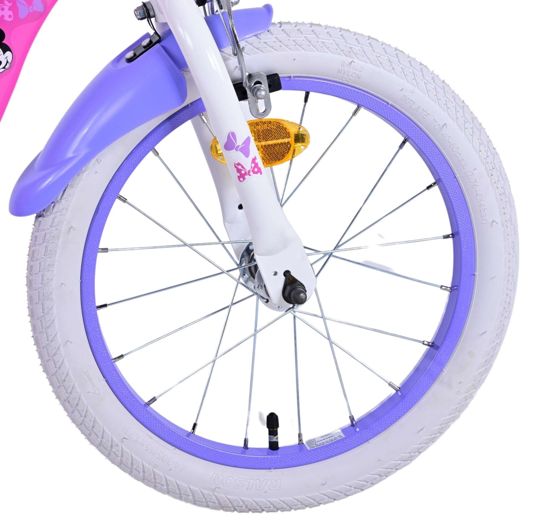 Volare Kinderfahrrad Disney Minnie - Mädchen - 14 bzw. 16 Zoll - Rosa - Zweihandbremsen, bis 60 kg, 85% zusammengebaut, 3- 4,5 bzw. 4 - 6 Jahre, Stahlfelgen