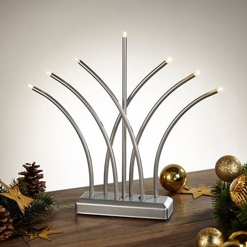 MeLiTec Fensterleuchter SL51-1, LED, Lichterbogen, Advent, Weihnachtsleuchter, Stimmungsleuchte, Fächer, Chrom, Batterie, Dimmer, XMAS, Weihnachten, Geschenkidee