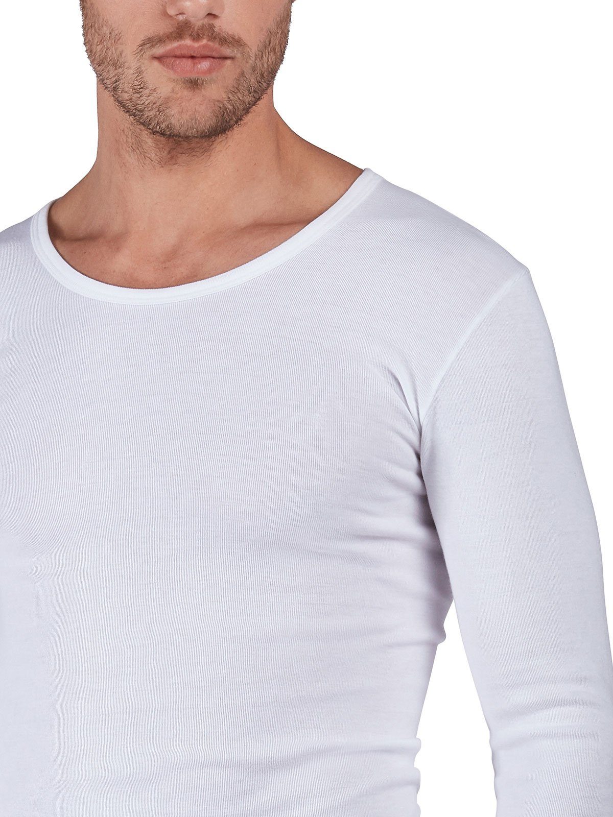 HUBER Unterhemd Herren Shirt langarm Cotton Fine Rib (Stück, 1-St) -