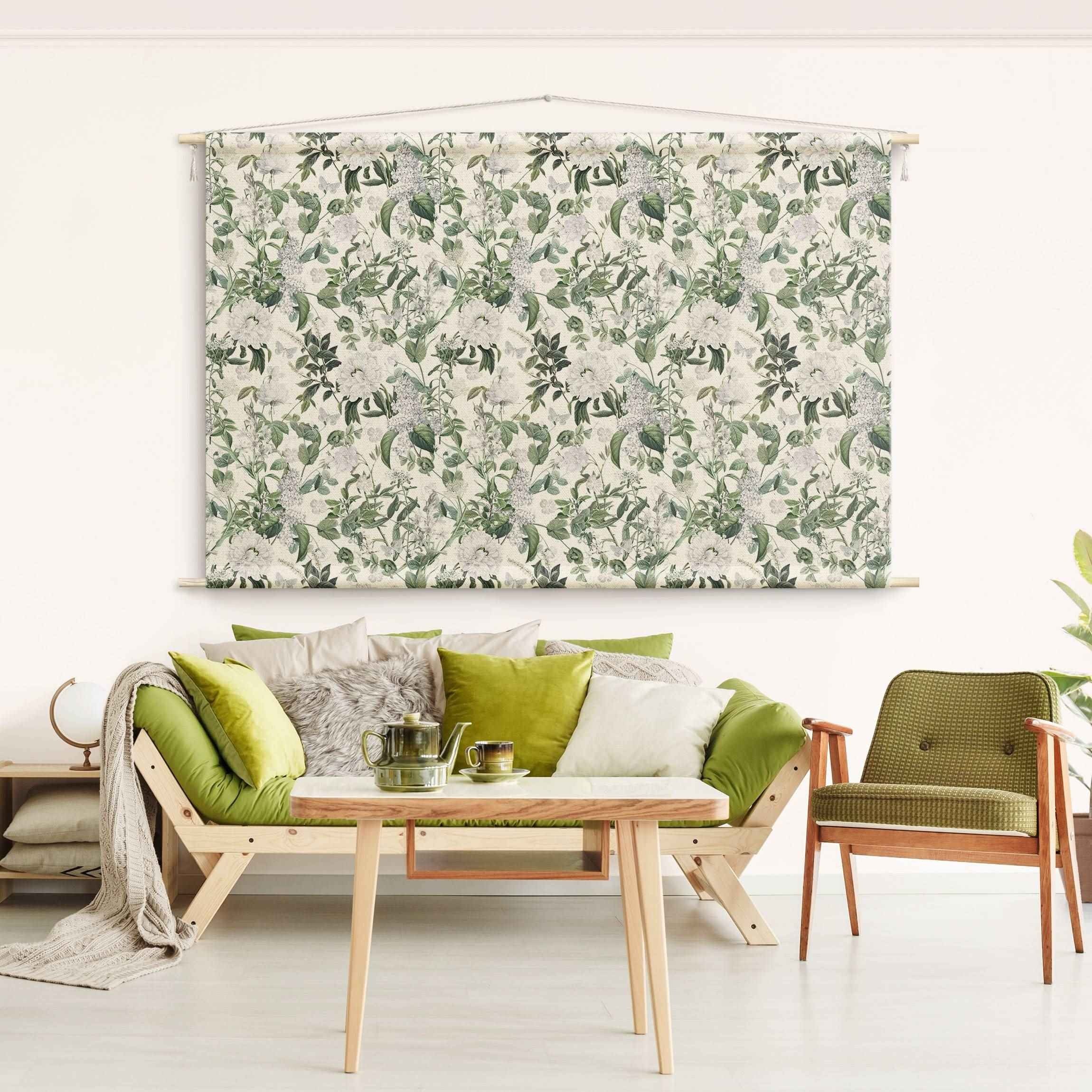 Bilderdepot24 Wandteppich modern Muster Kunst weiss, rechteckig, Höhe: 2.6 mm, großes Wandbild aus Natur-Baumwolle Wandbehang Stoffbild Tuch Wollseil
