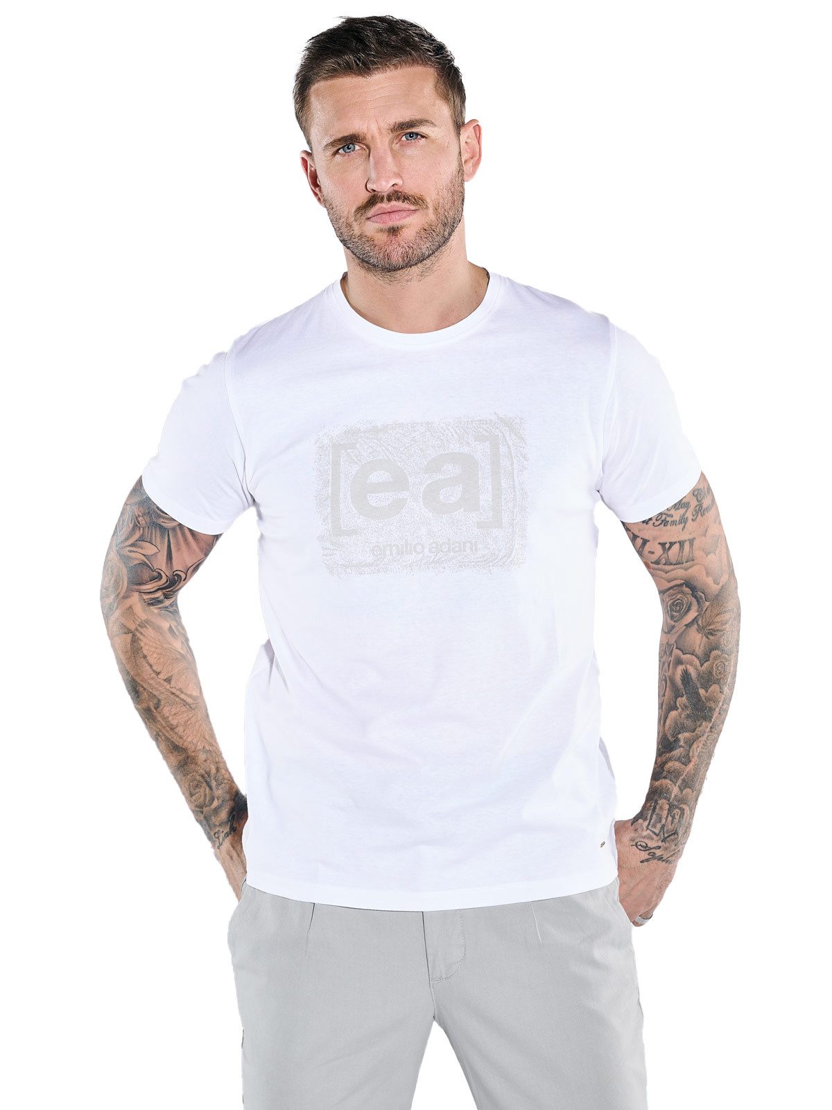 emilio adani T-Shirt Herren T-Shirt regular, Reinweiss