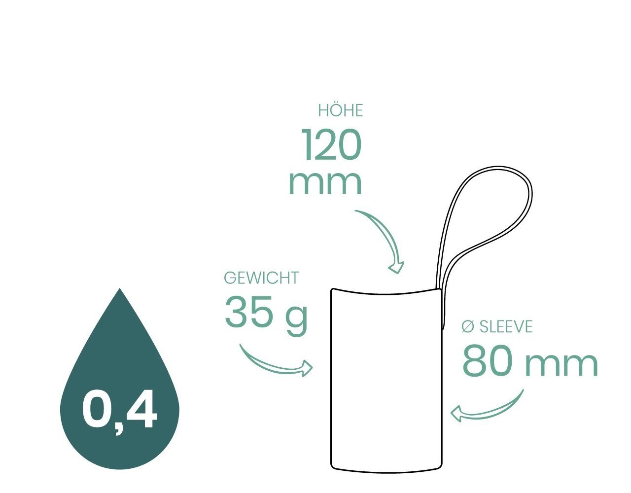 yogabox Trinkflasche CARRY Sleeve 0,4 Deutschland in Handgenäht l