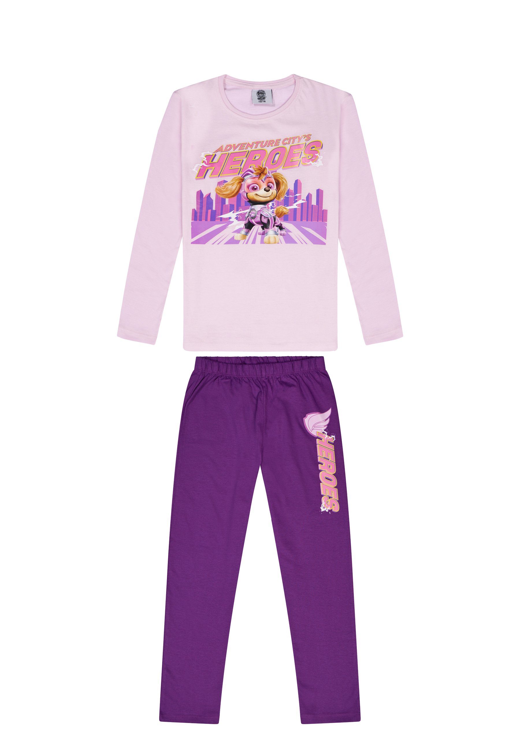 Patrol Schlafanzug Mädchen Paw Shirt + tlg) langarm Hose (2 ONOMATO! Pyjama-Set Schlafanzug