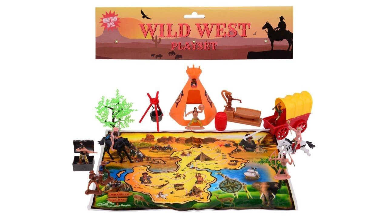 JOHNTOY Spielwelt Wilder Westen Spielset - 20-teilig