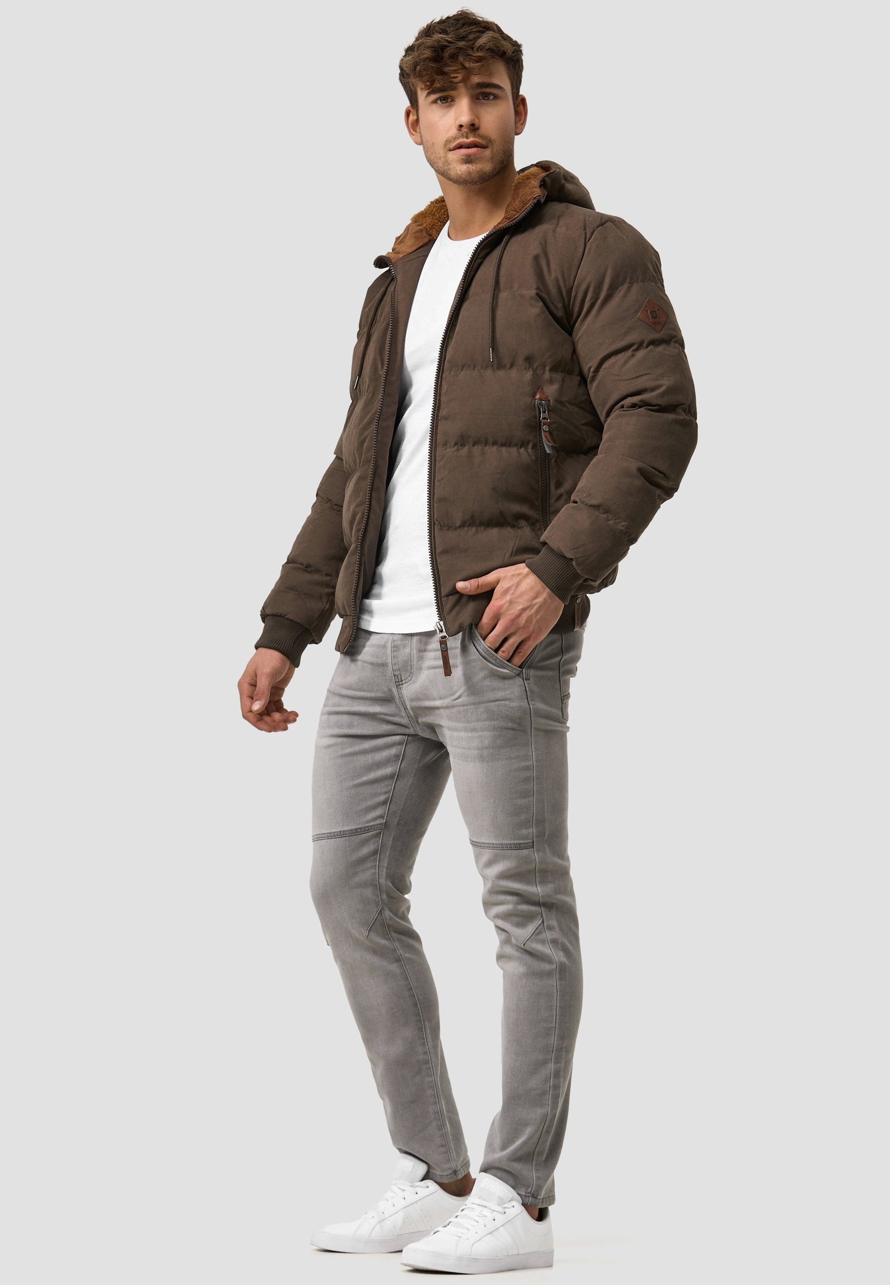 Indicode Winterjacke Herren Adeline Jacke Winter Herrenjacke mit Teddyfutter, gefütterte Kapuze
