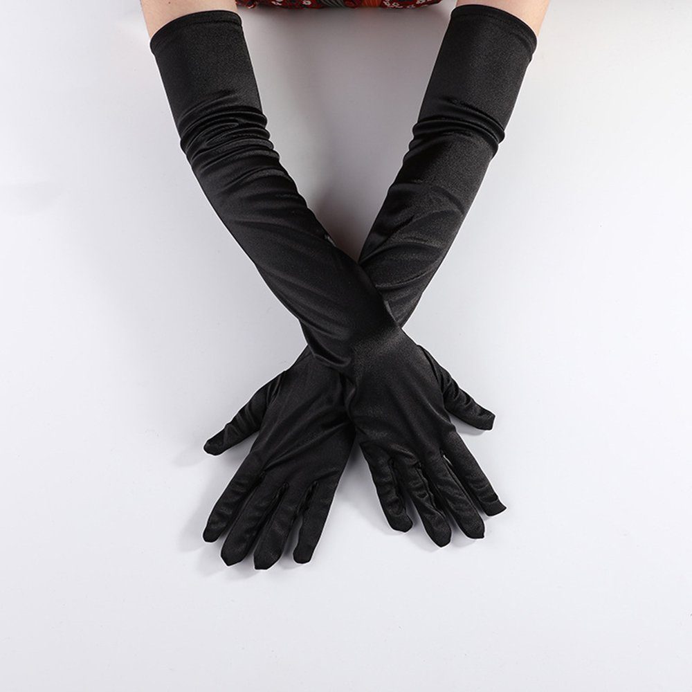 Handschuhe weiß extra lang Accessoire Karneval Glove Halloween 