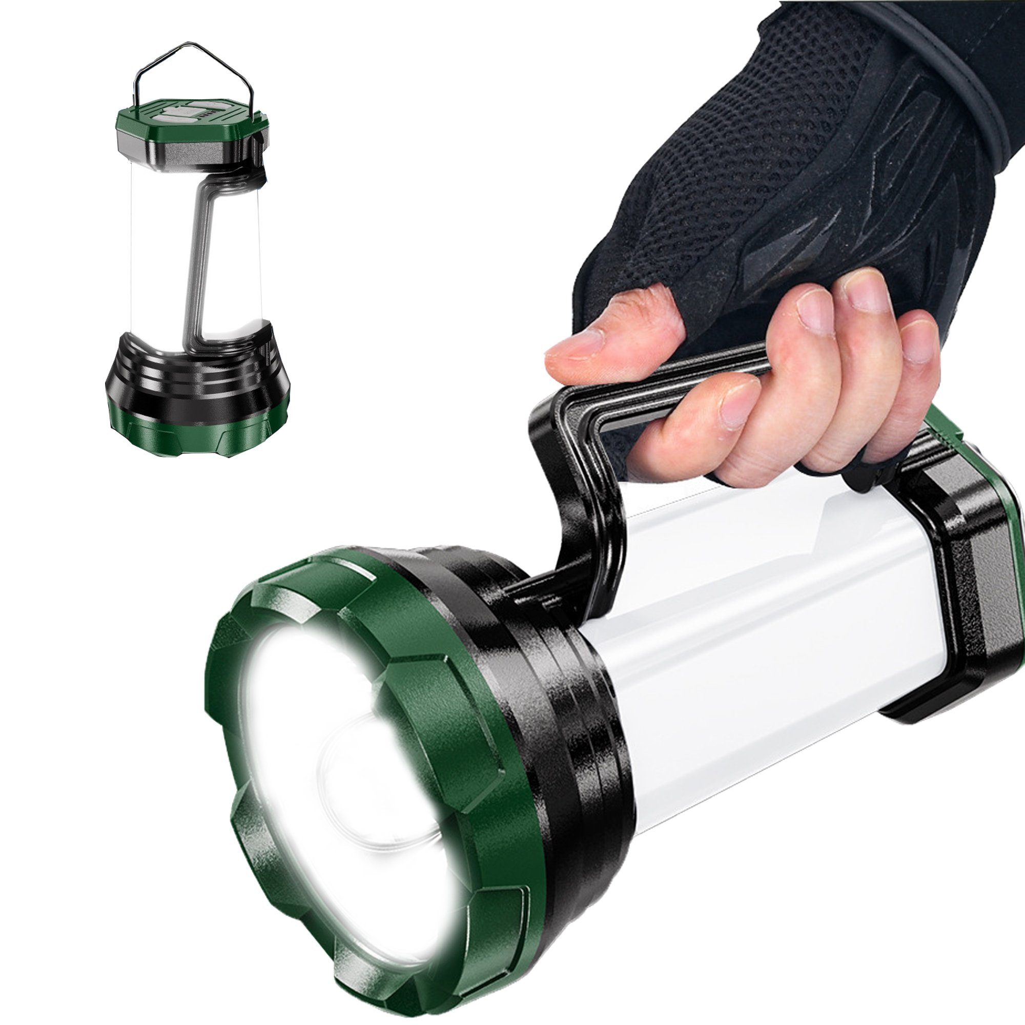 KUGI Taschenlampe Tragbare Ultrahelle LED-Taschenlampe Campinglampe 6 Lichtmodi (Handscheinwerfer Camping-Lichter wiederaufladbare Laterne), 3000mAh Power Bank, Elektronische Laterne für den Außenbereich | Taschenlampen
